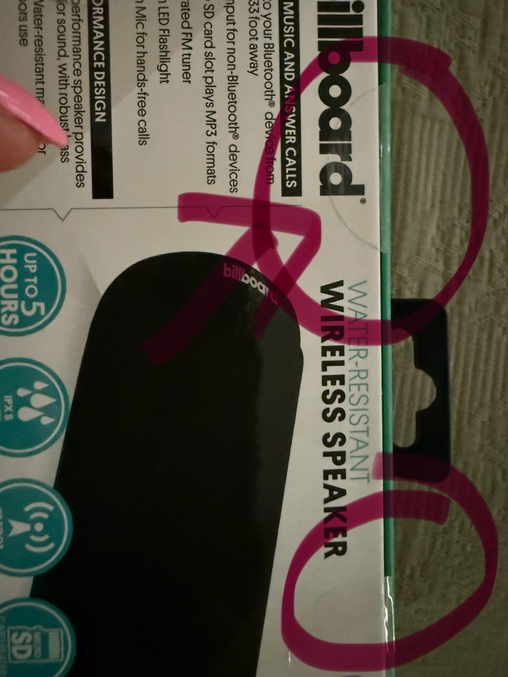 billboard Black Bluetooth Water-Resistant Wireless Speaker - Picture 4 of 4